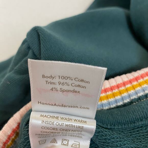 Hanna Andersson Rainbow Cuff Print Knit Dress In French Terry Green Size 4 - Picture 8 of 9